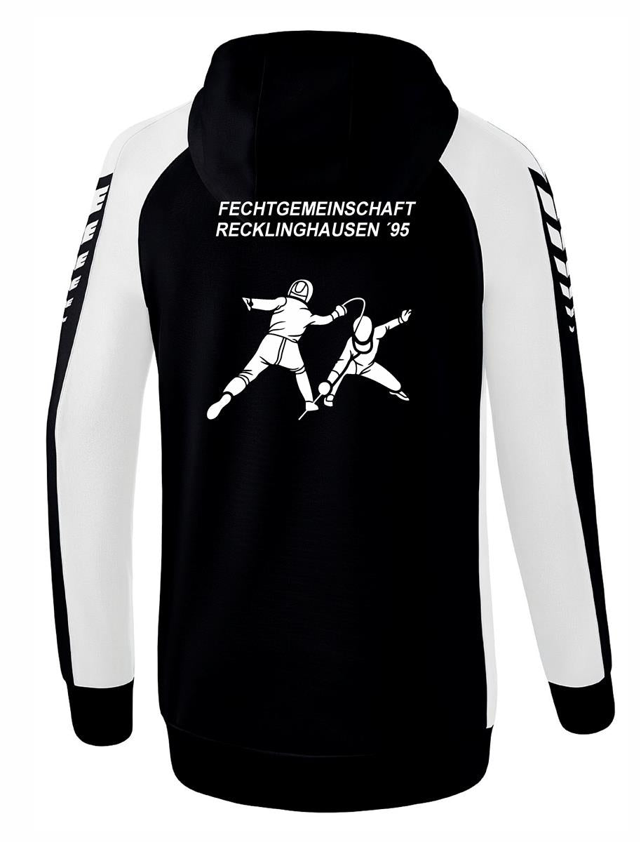 Fechtgemeinschaft Recklinghausen ´95 Trainingsjacke Erima Damen mit Kapuze und Druck schwarz/weiß