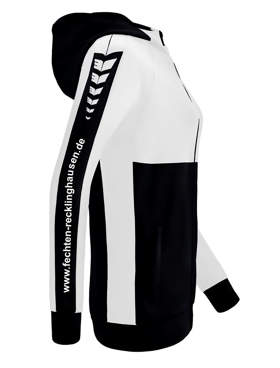Fechtgemeinschaft Recklinghausen ´95 Trainingsjacke Erima Damen mit Kapuze und Druck schwarz/weiß