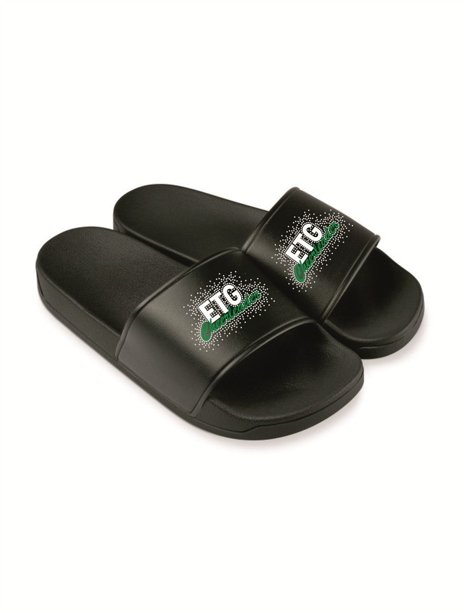 ETG Badelatschen Kinder schwarz mit Logodruck