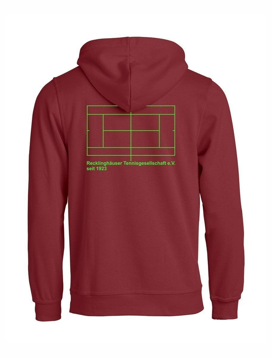 RTG TENNISPLATZ Design Hoodie Unisex bordeaux mit Druck