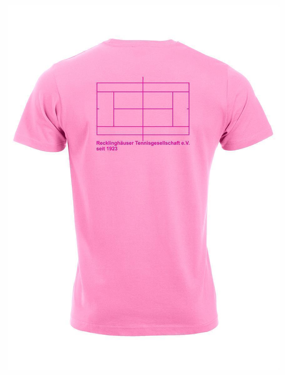 RTG TENNISPLATZ Design T-Shirt Unisex helles pink mit Druck