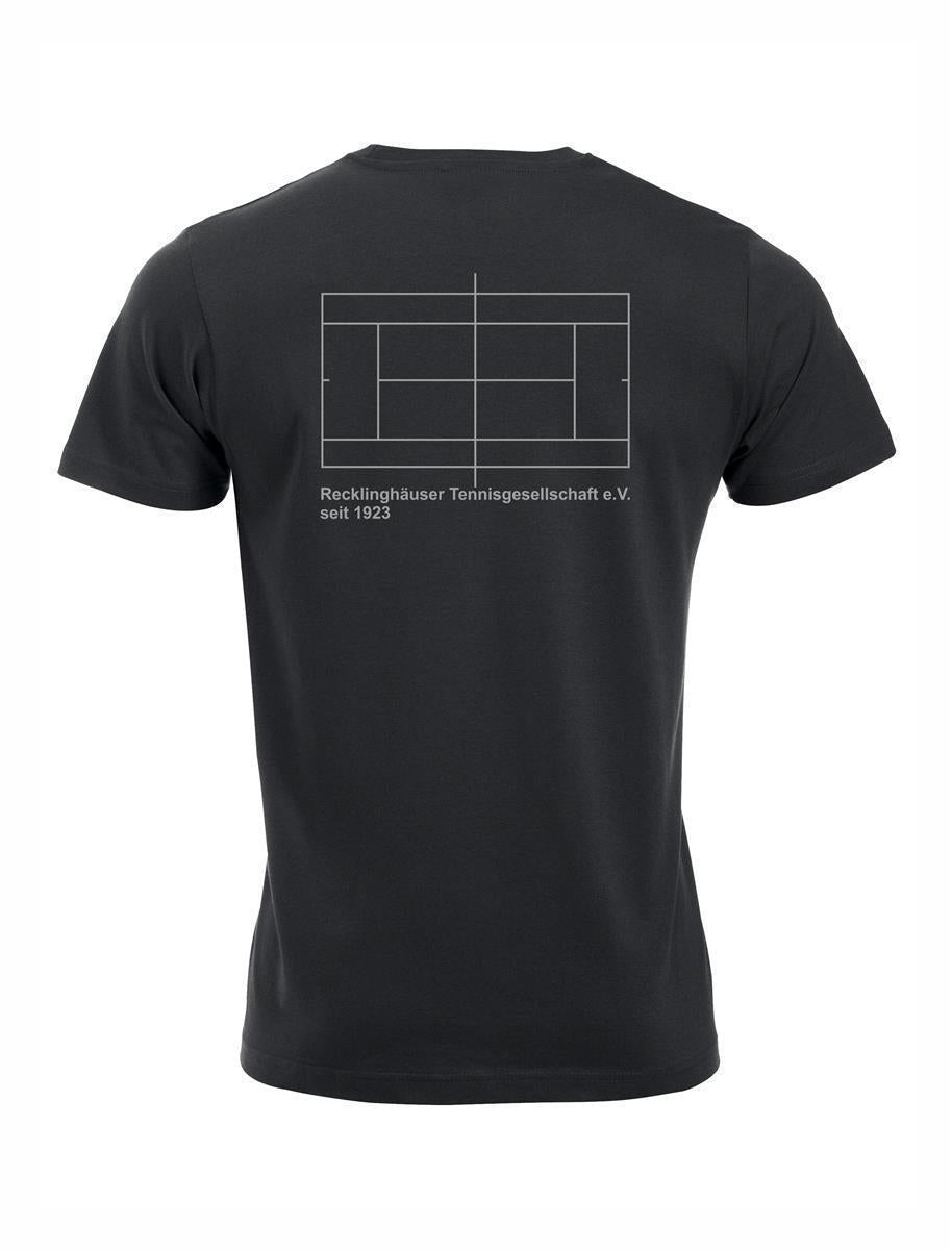 RTG TENNISPLATZ Design T-Shirt Unisex schwarz mit Druck