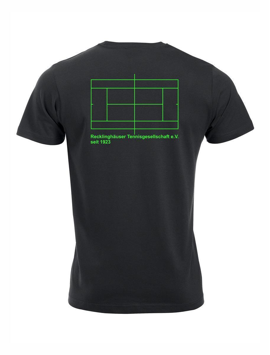 RTG TENNISPLATZ Design T-Shirt Unisex schwarz mit Druck