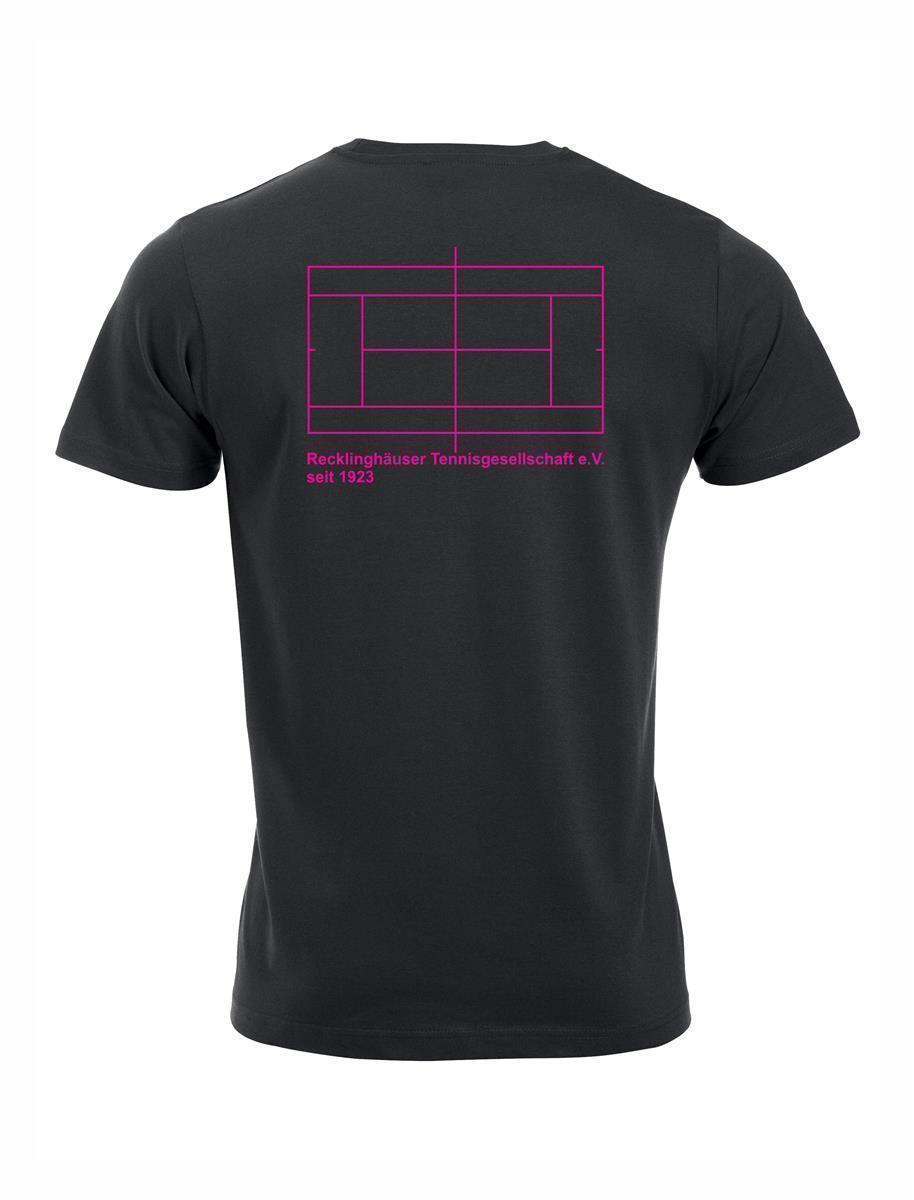 RTG TENNISPLATZ Design T-Shirt Unisex schwarz mit Druck