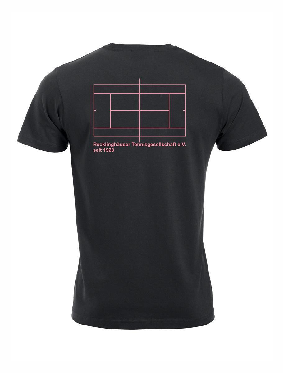RTG TENNISPLATZ Design T-Shirt Unisex schwarz mit Druck