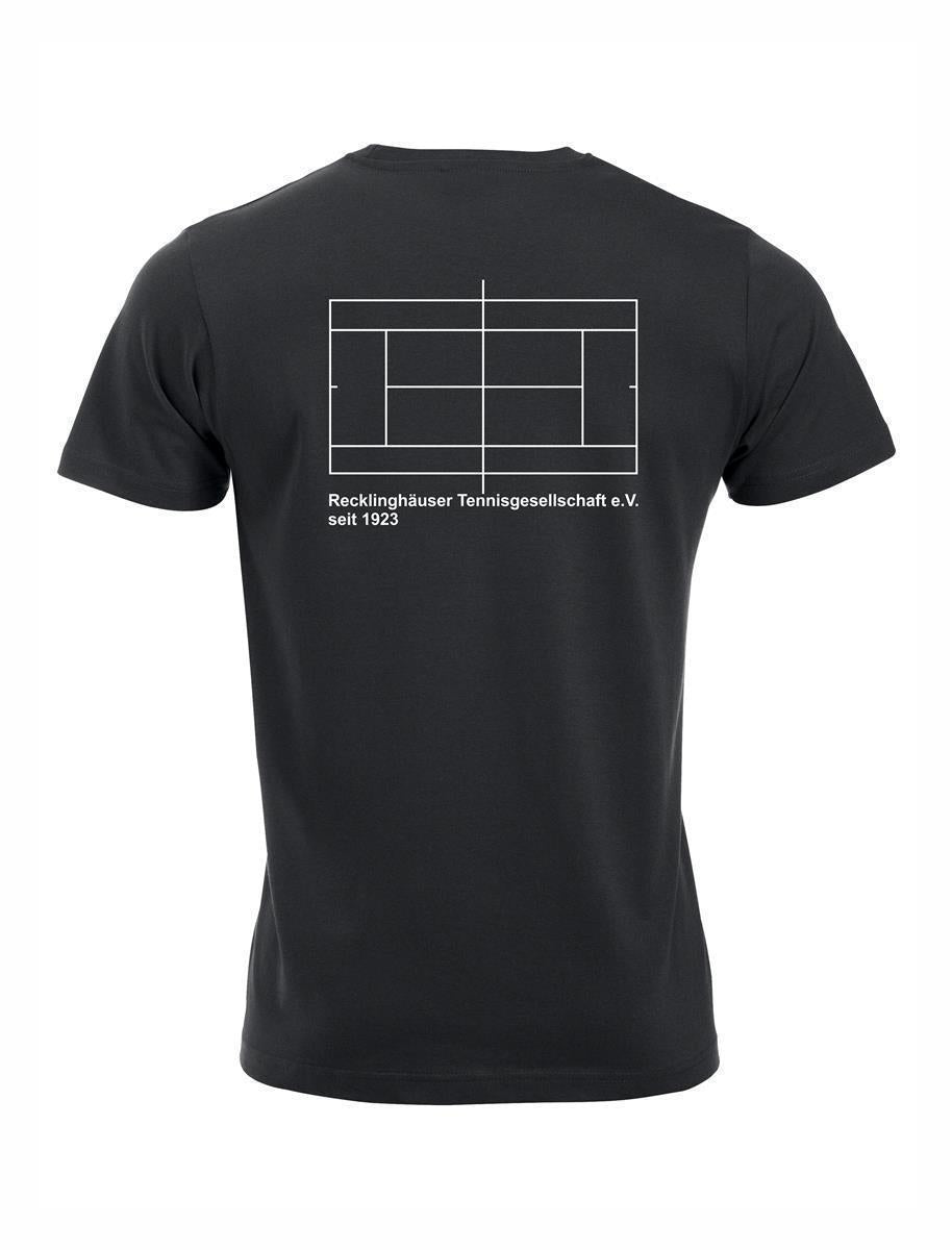 RTG TENNISPLATZ Design T-Shirt Unisex schwarz mit Druck