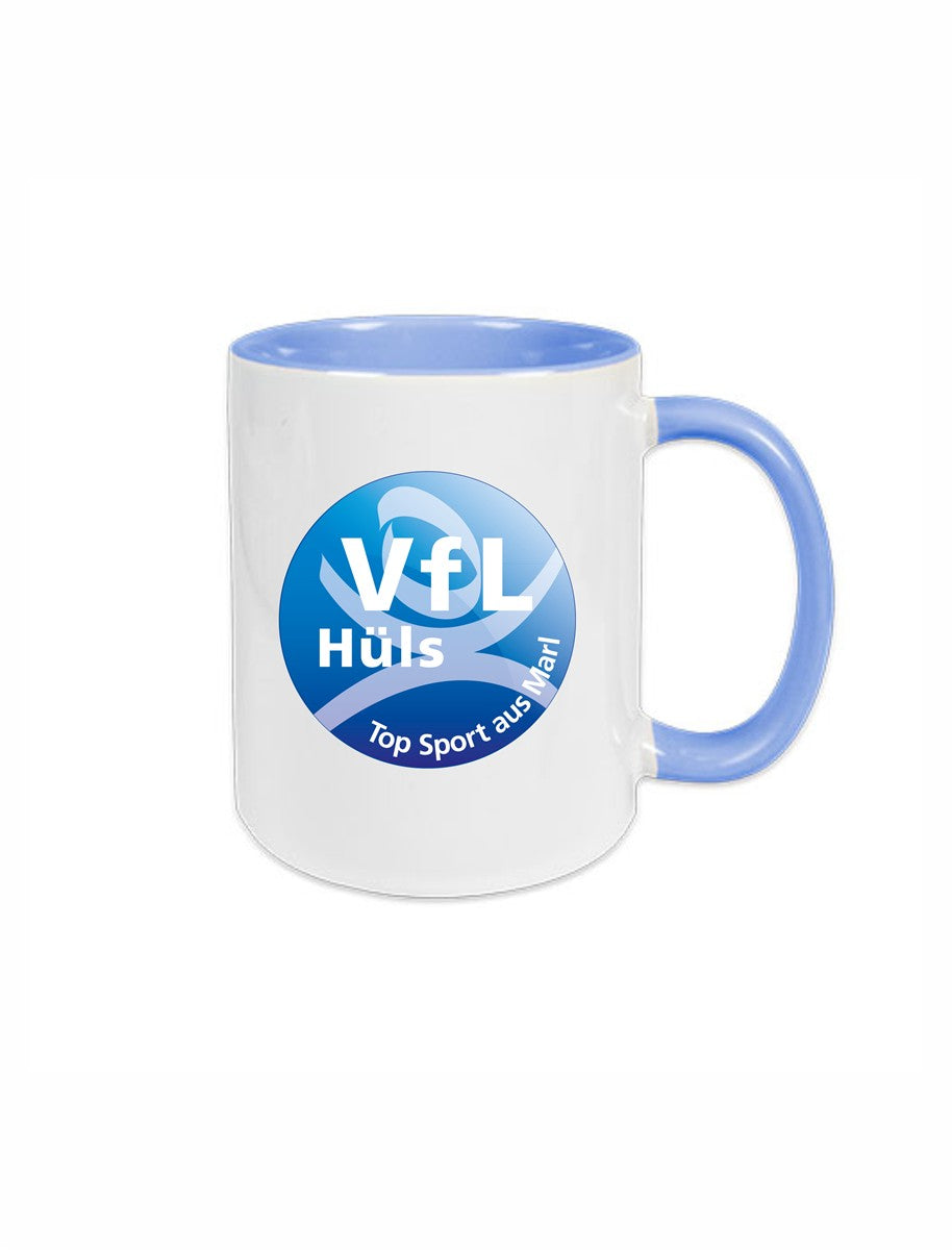 VfL Hüls Rollhockey Keramiktasse Außen weiß / Innen farbig 330 ml mit Logo
