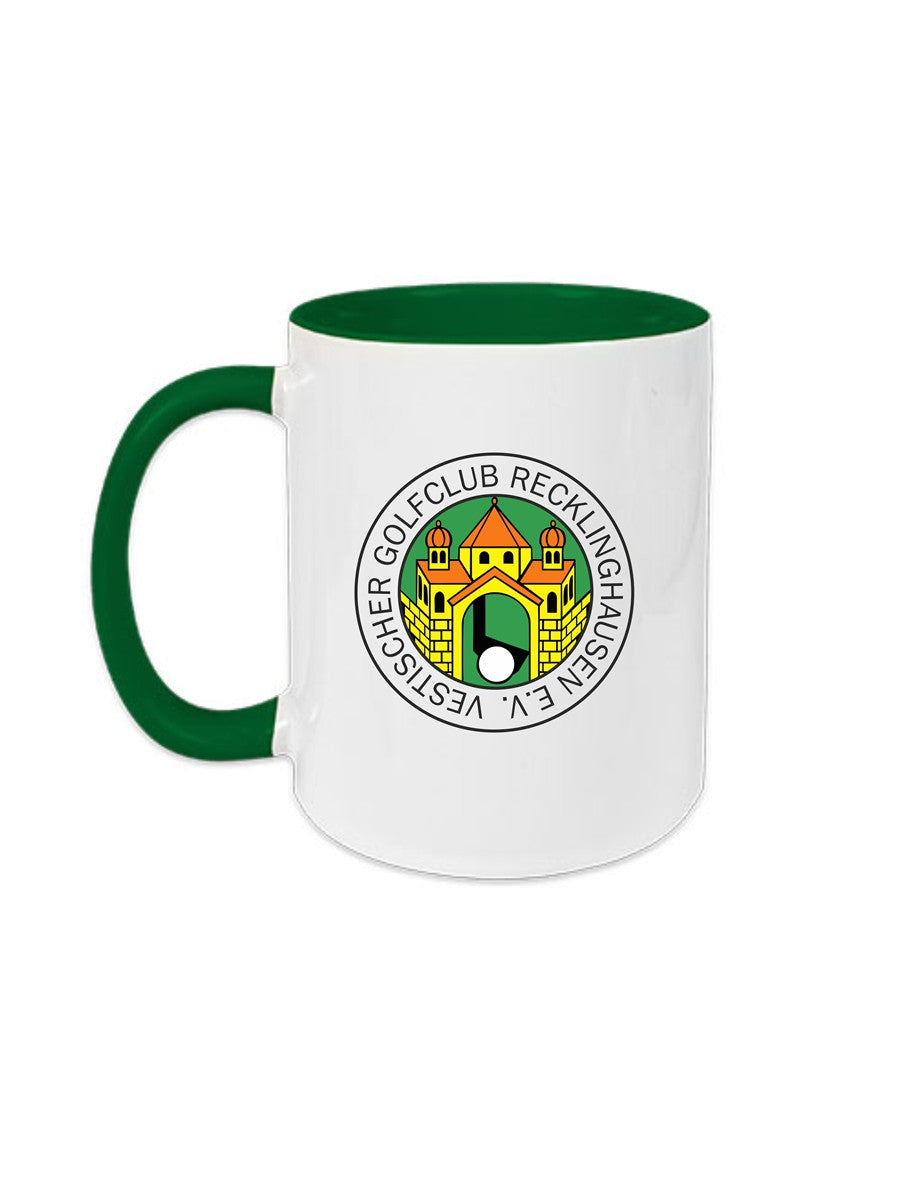 Vestischer Golfsclub e.V. Keramiktasse außen weiß/innen grün 330ml mit Logodruck