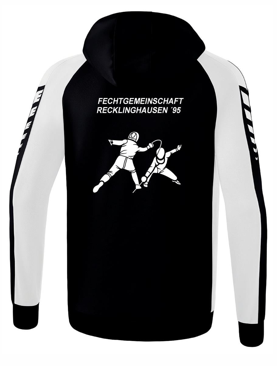 Fechtgemeinschaft Recklinghausen´95 Trainingsjacke Erima Herren mit Kapuze und Druck schwarz/weiß