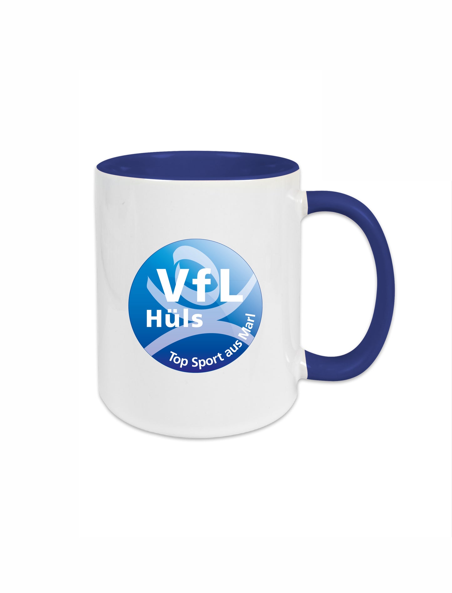 VfL Hüls Rollhockey Keramiktasse Außen weiß / Innen farbig 330 ml mit Logo