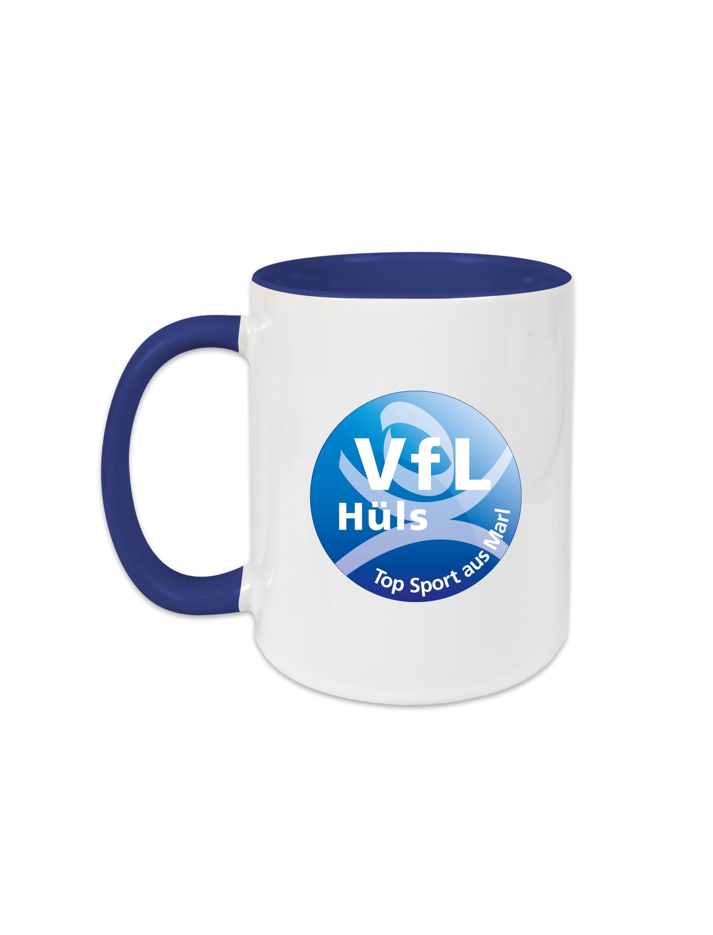 VfL Hüls Rollhockey Keramiktasse Außen weiß / Innen farbig 330 ml mit Logo