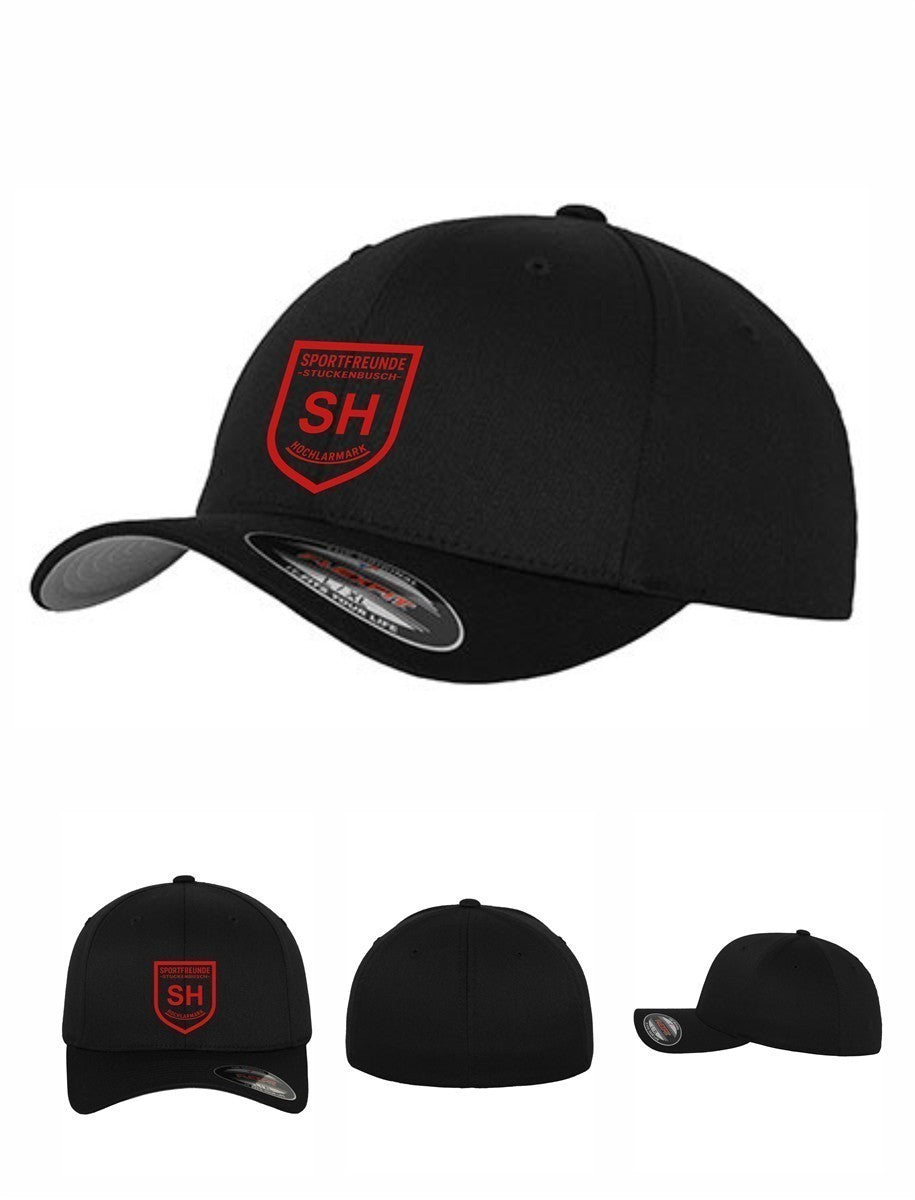 Original FLEXFIT® Wooly Combed Kappe mit Sportfreunde Stuckenbusch / Hochlarmark Logo SCHWARZ