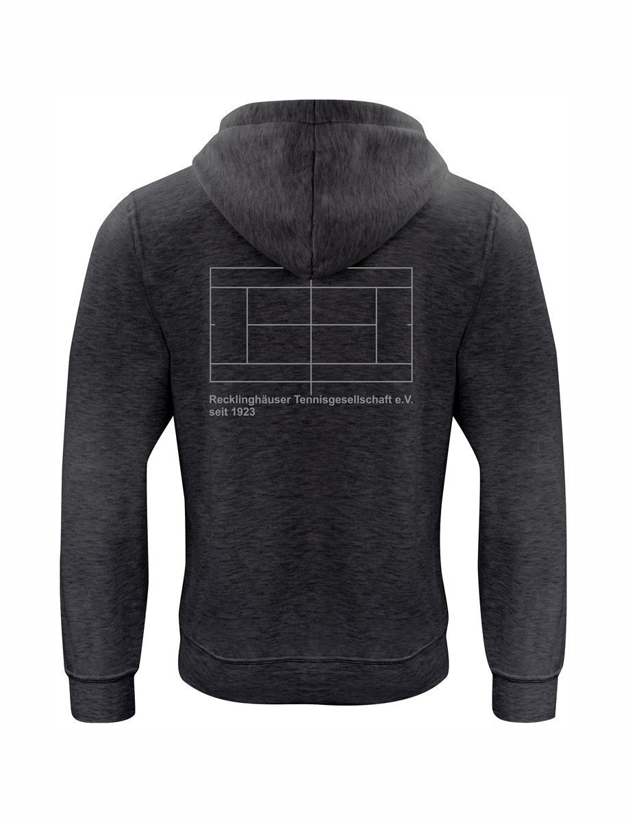 RTG TENNISPLATZ Design Hoodie Unisex anthrazit meliert mit Druck