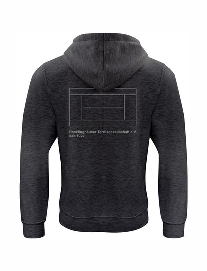 RTG TENNISPLATZ Design Hoodie Unisex anthrazit meliert mit Druck