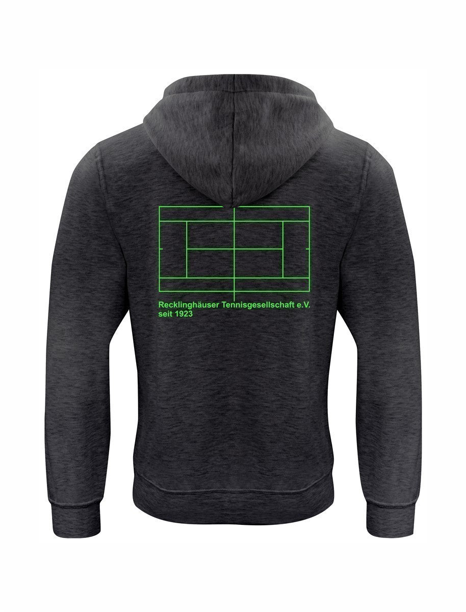 RTG TENNISPLATZ Design Hoodie Unisex anthrazit meliert mit Druck