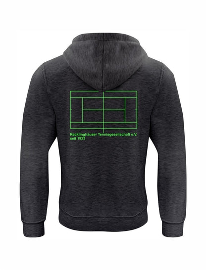 RTG TENNISPLATZ Design Hoodie Unisex anthrazit meliert mit Druck