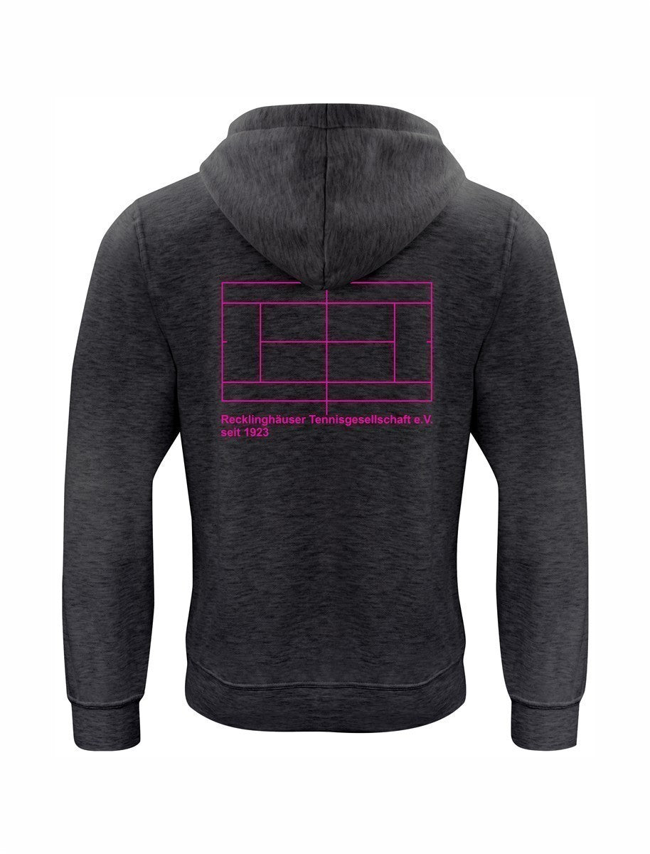 RTG TENNISPLATZ Design Hoodie Unisex anthrazit meliert mit Druck