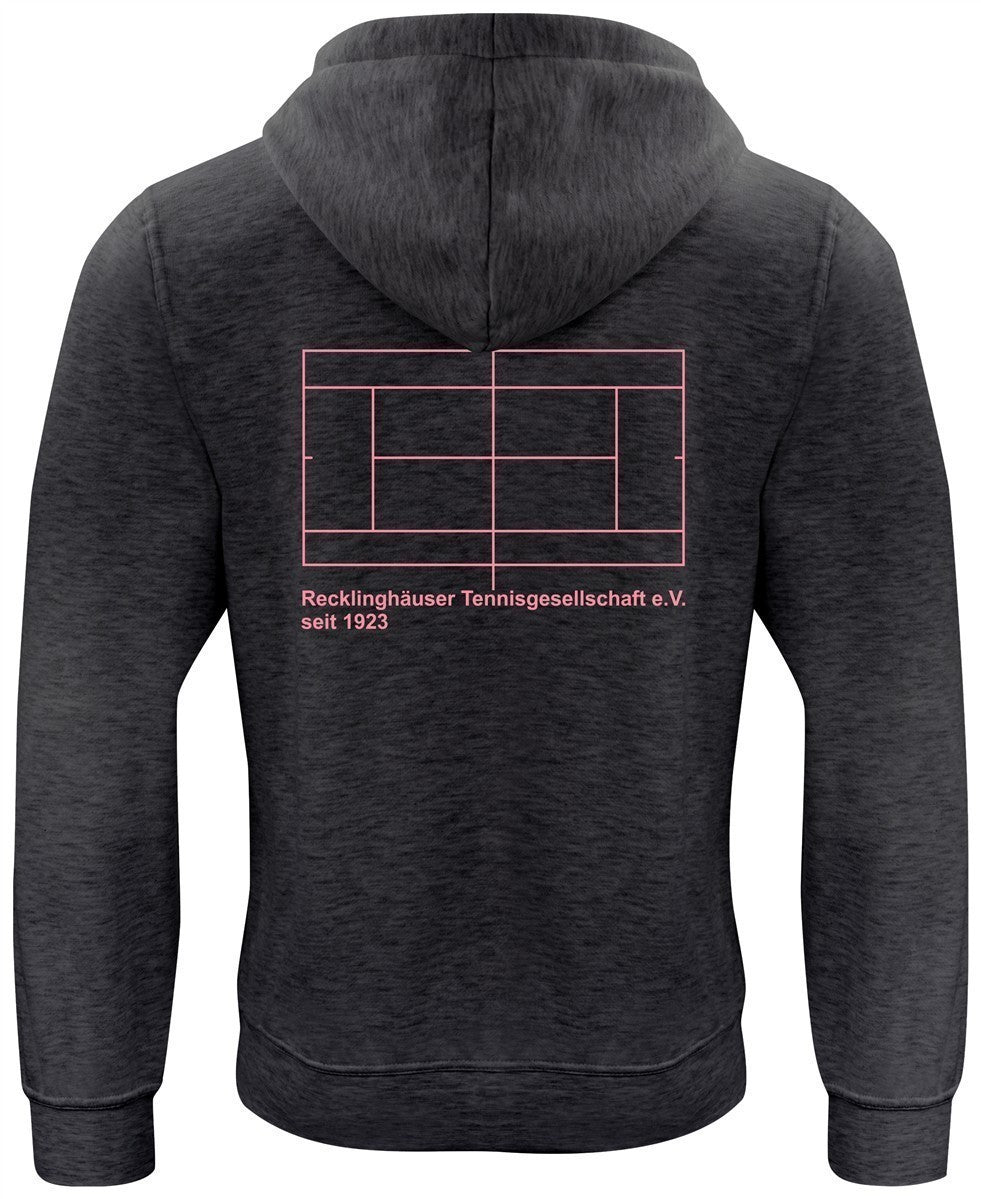 RTG TENNISPLATZ Design Hoodie Unisex anthrazit meliert mit Druck