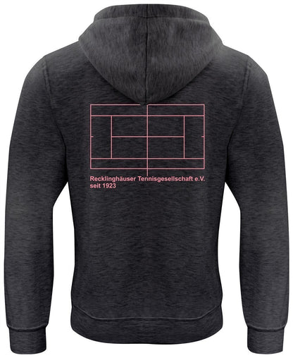 RTG TENNISPLATZ Design Hoodie Unisex anthrazit meliert mit Druck