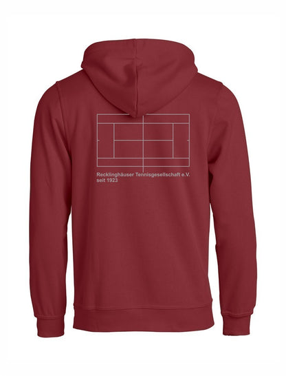 RTG TENNISPLATZ Design Hoodie Unisex bordeaux mit Druck