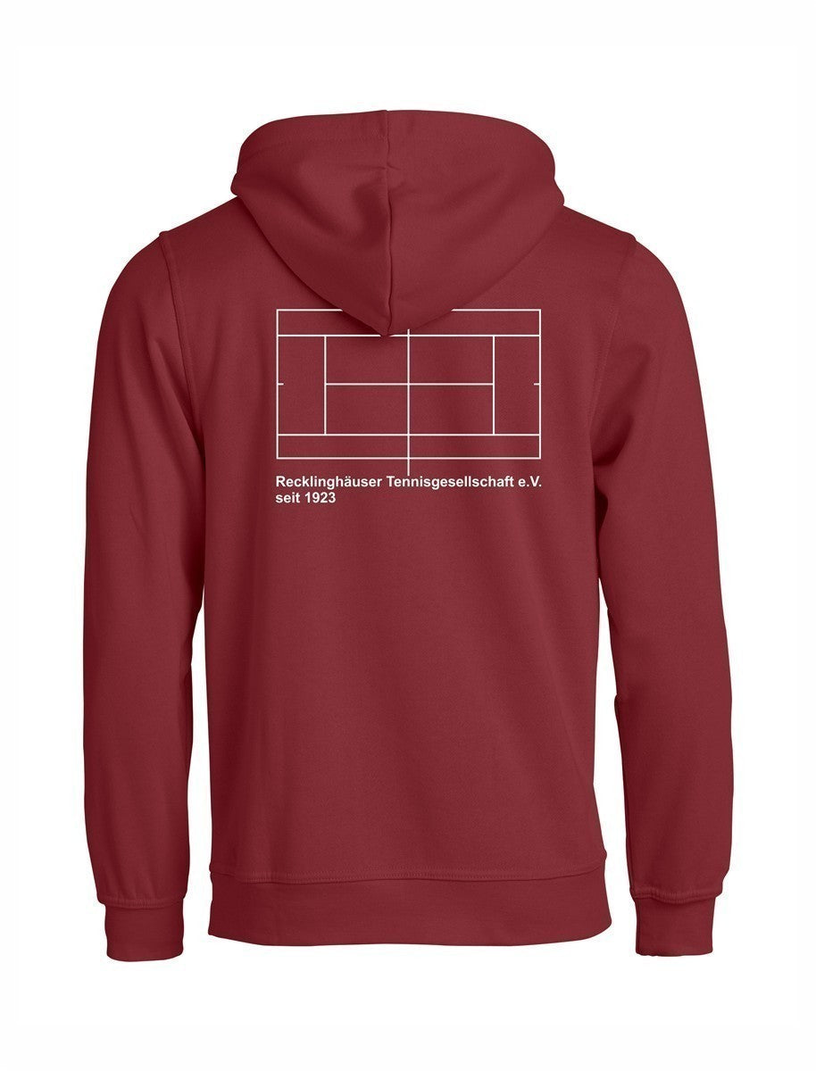 RTG TENNISPLATZ Design Hoodie Unisex bordeaux mit Druck