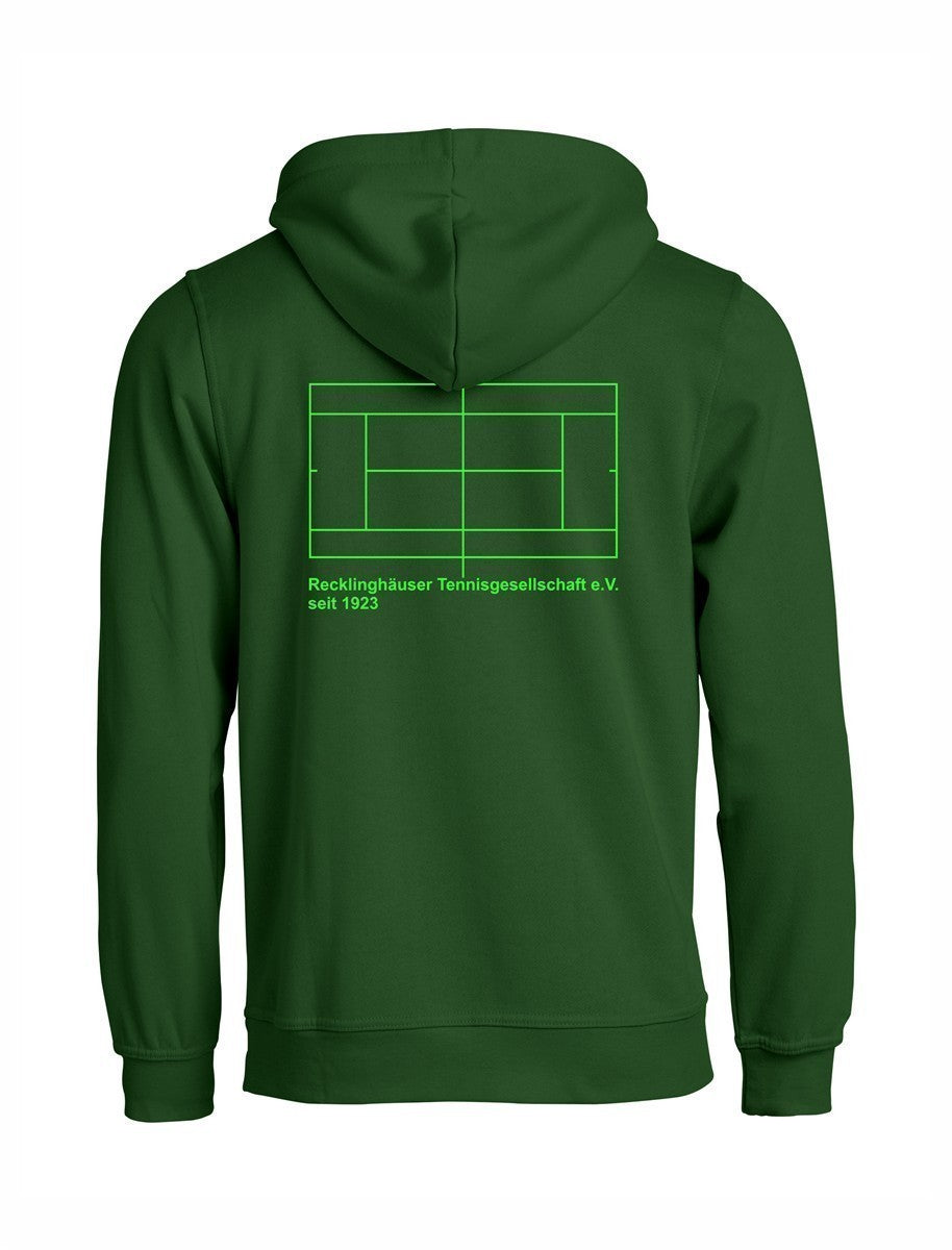 RTG TENNISPLATZ Design Hoodie Unisex flaschengrün mit Druck