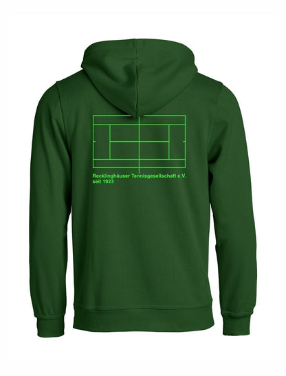 RTG TENNISPLATZ Design Hoodie Unisex flaschengrün mit Druck