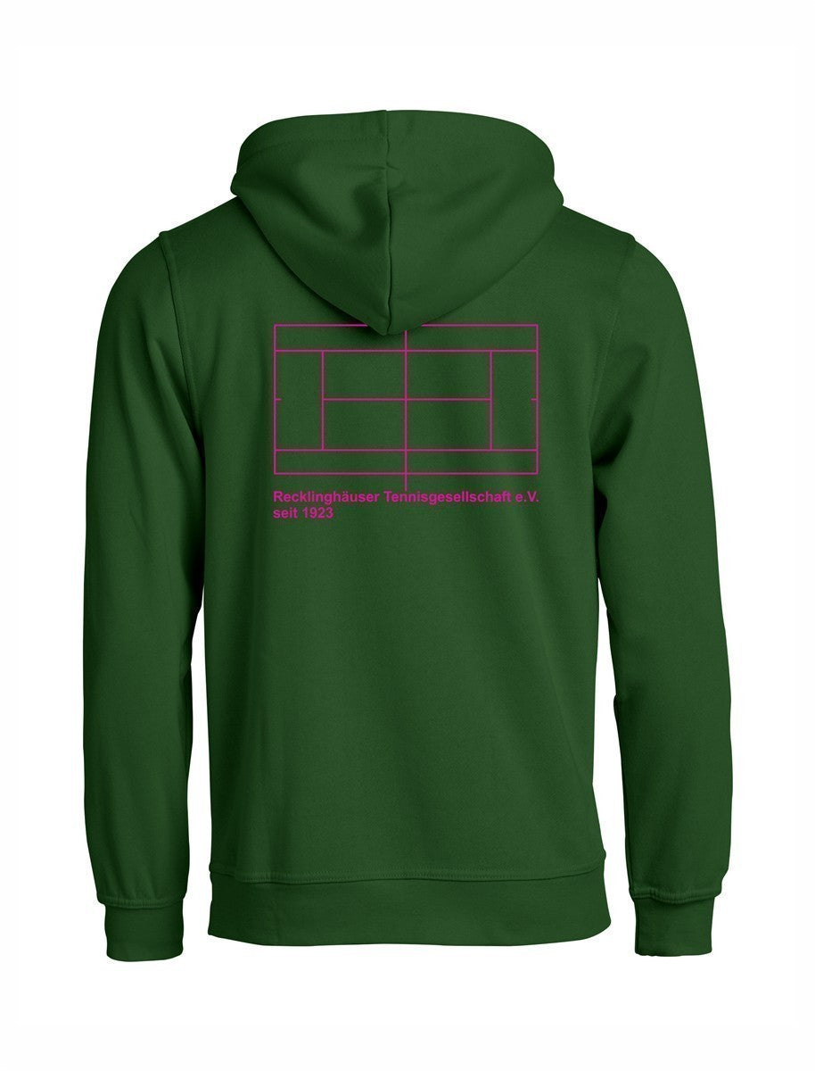 RTG TENNISPLATZ Design Hoodie Unisex flaschengrün mit Druck