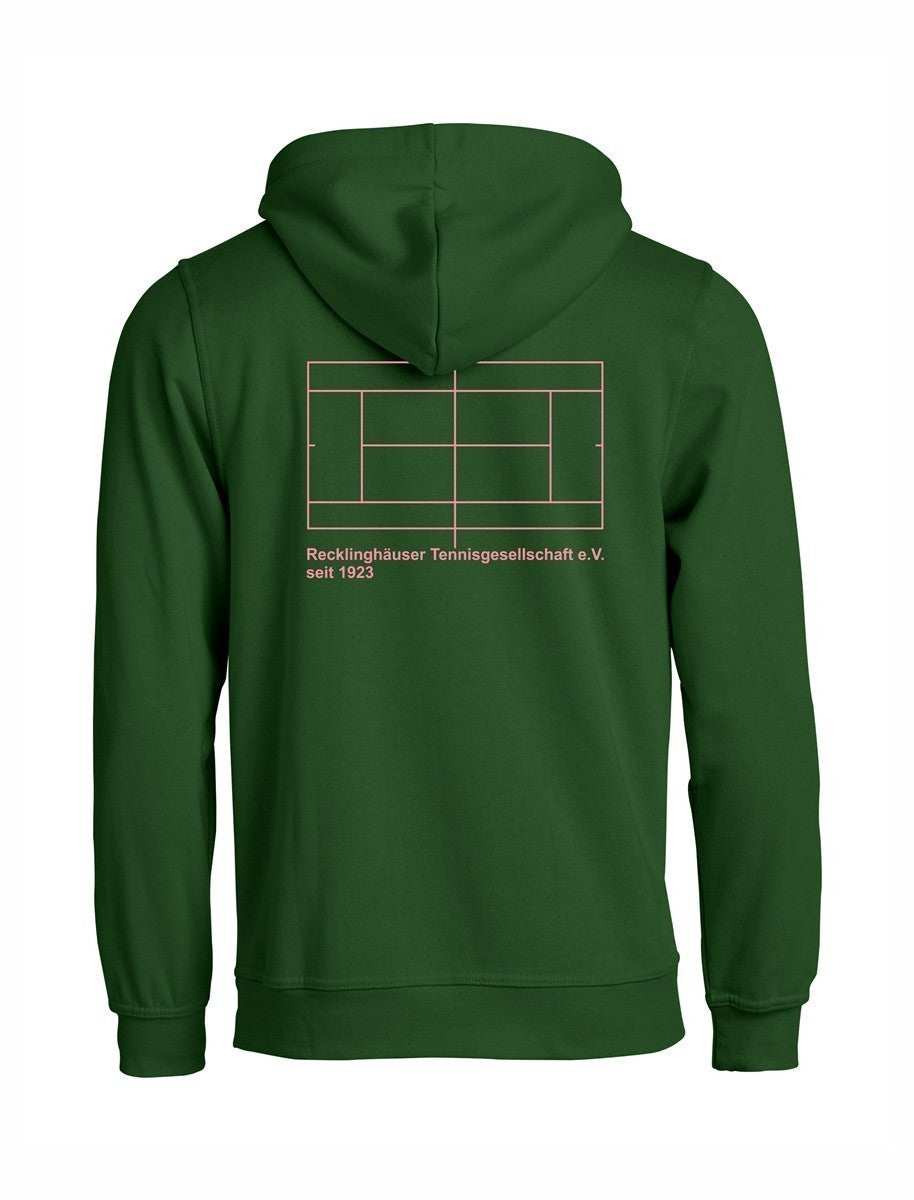 RTG TENNISPLATZ Design Hoodie Unisex flaschengrün mit Druck