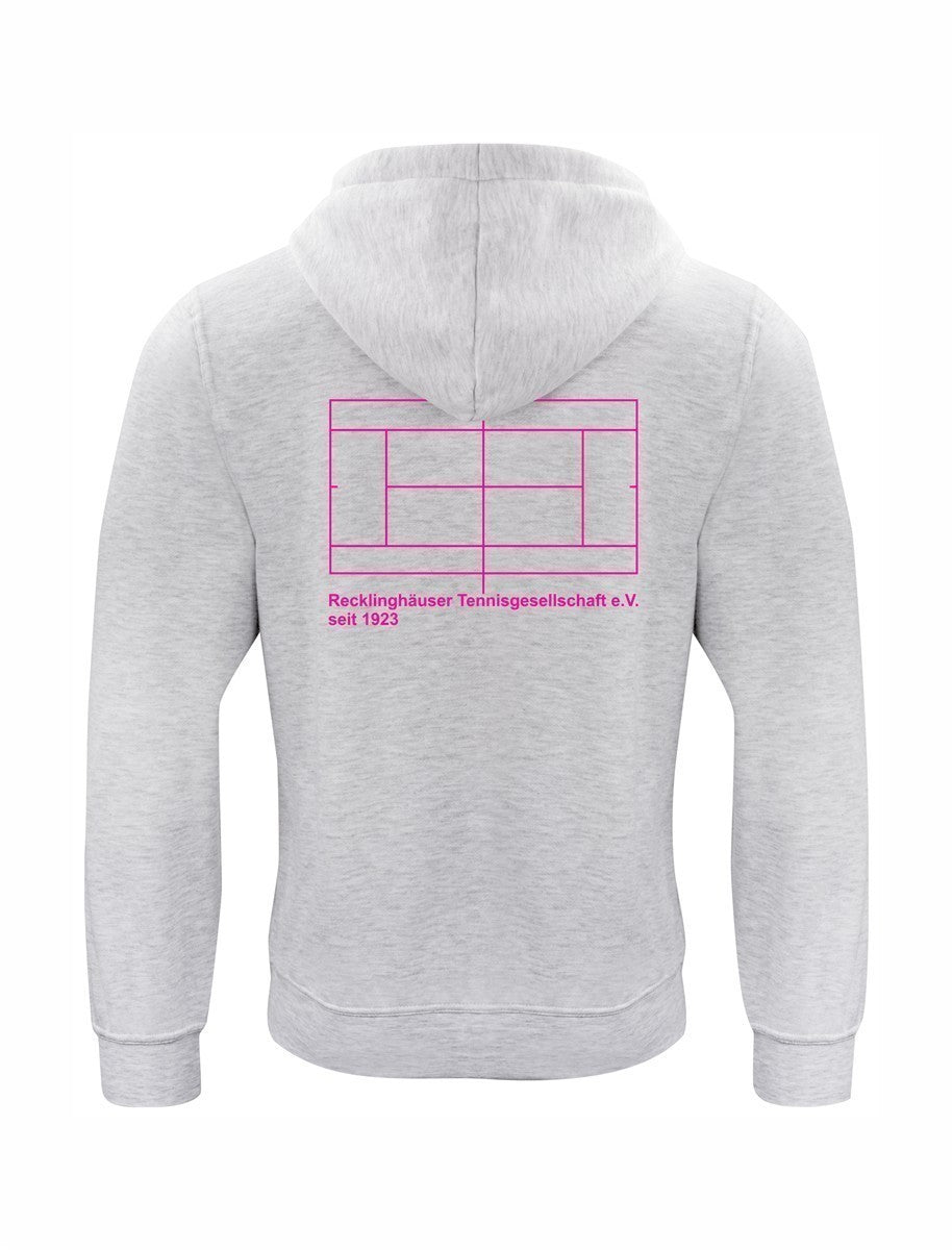 RTG TENNISPLATZ Design Hoodie Unisex hellgrau mit Druck