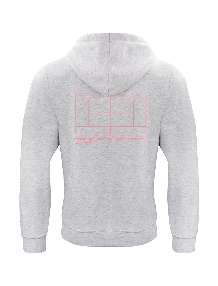RTG TENNISPLATZ Design Hoodie Unisex hellgrau mit Druck