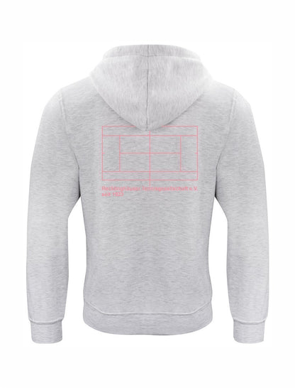 RTG TENNISPLATZ Design Hoodie Unisex hellgrau mit Druck