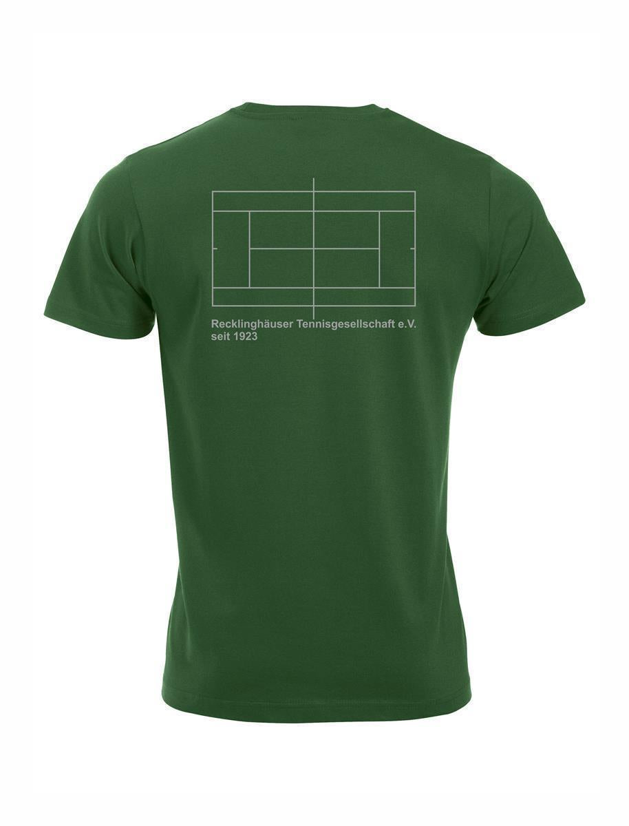 RTG TENNISPLATZ Design T-Shirt Unisex flaschengrün mit Druck