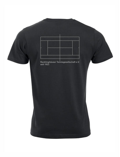 RTG TENNISPLATZ Design T-Shirt Unisex schwarz mit Druck
