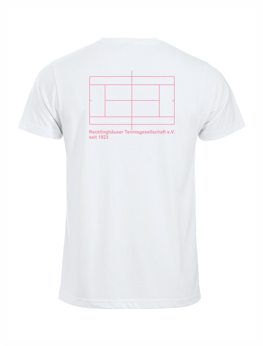 RTG TENNISPLATZ Design T-Shirt Unisex weiß mit Druck