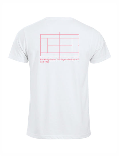RTG TENNISPLATZ Design T-Shirt Unisex weiß mit Druck