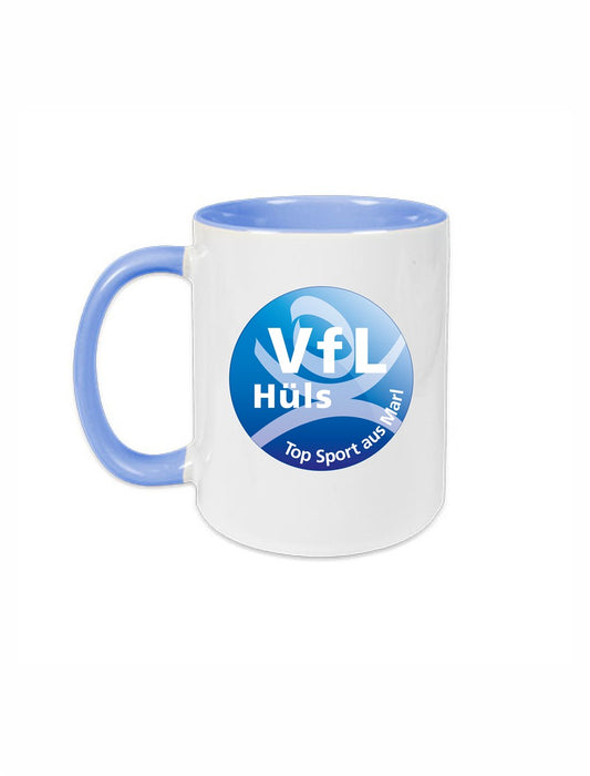 VfL Hüls Rollhockey Keramiktasse Außen weiß / Innen farbig 330 ml mit Logo