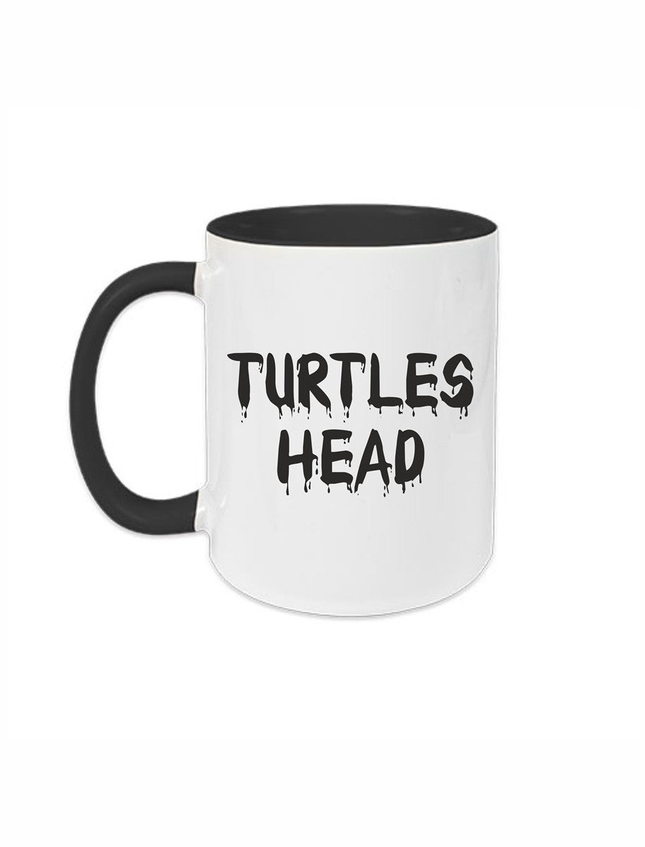 Turtles Head Keramiktasse Außen weiß / Innen farbig mit Logodruck 330 ml